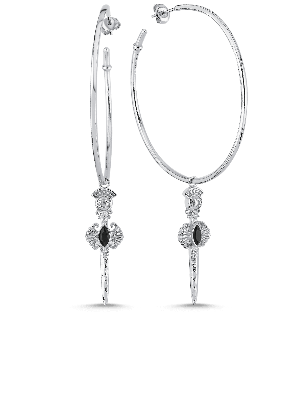 Bodhita - Espada Silver Earrings - w/Grande Hoop