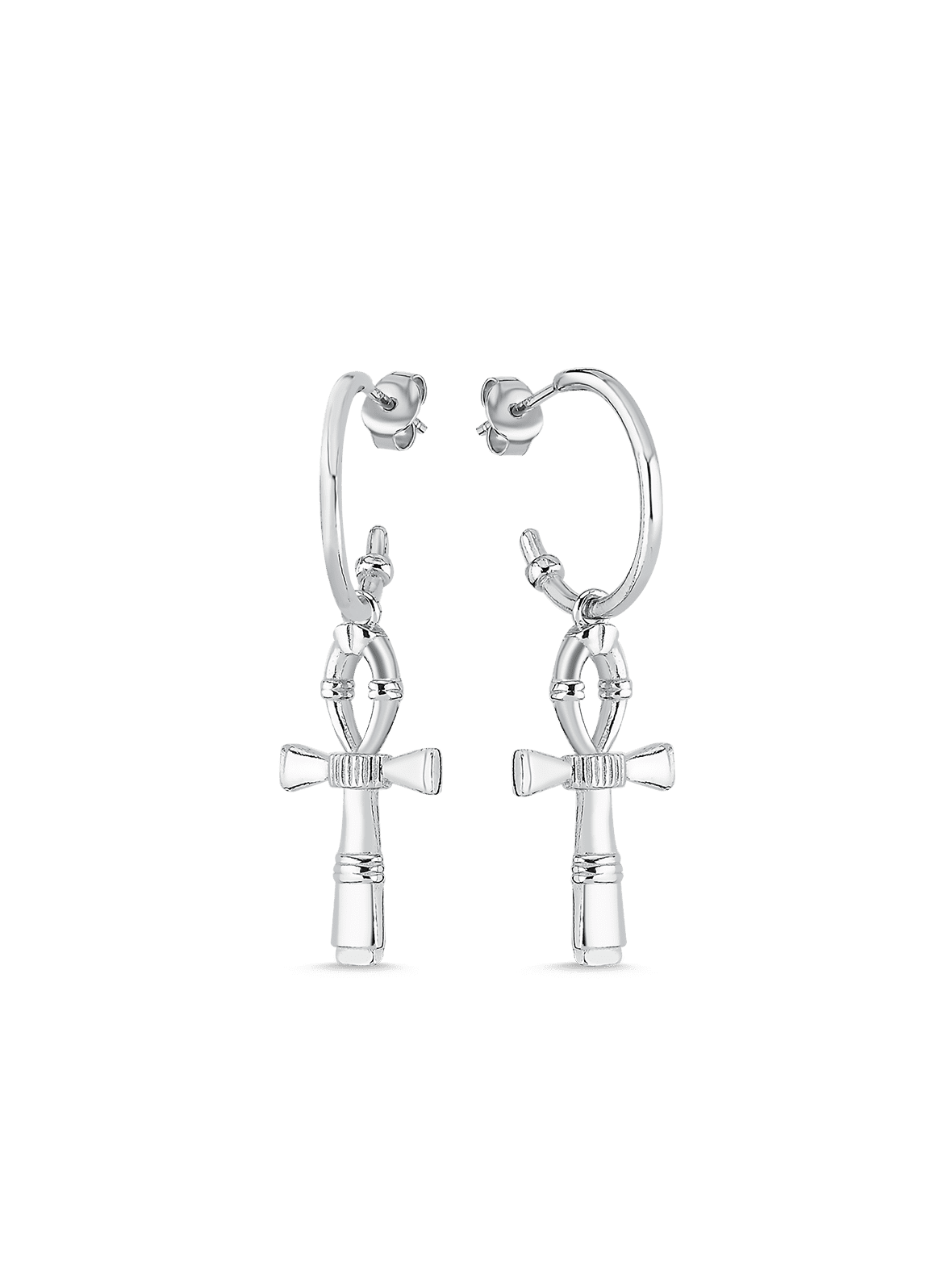 Bodhita - Ankh Silver Earrings