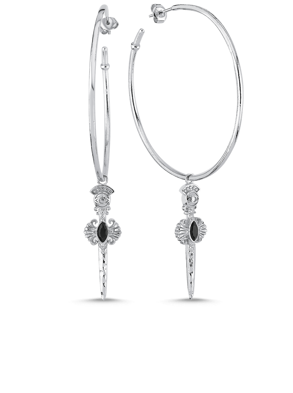 Bodhita - Espada Silver Earrings  - w/Grande Hoop