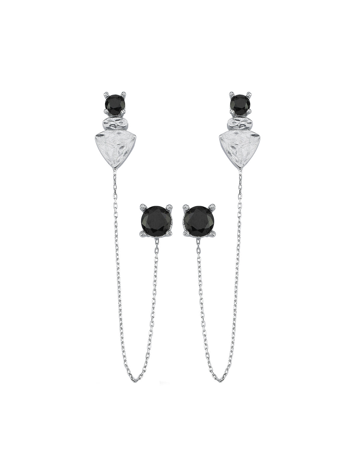 Bodhita - Nadia Black Due Silver Earrings