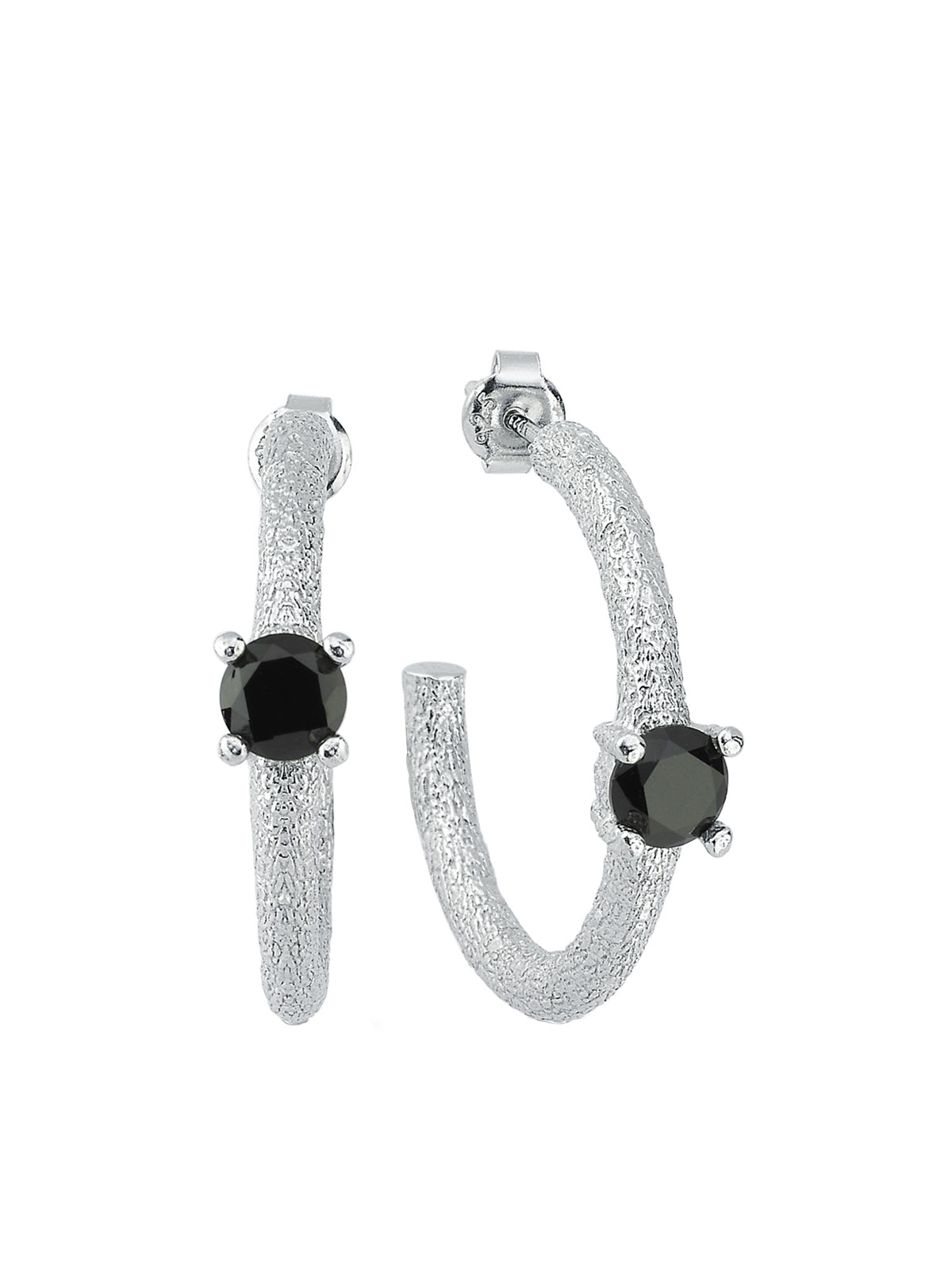 Bodhita - Moksha Black Silver Earrings